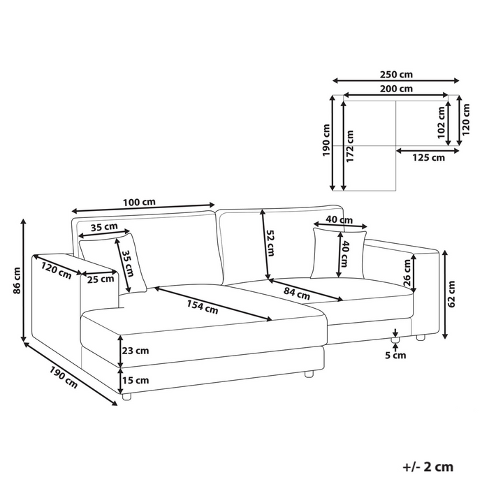 Beliani-LOFOTEN-Hoekbank 3-zits-Lichtbruin-Rechtszijdig-Corduroy