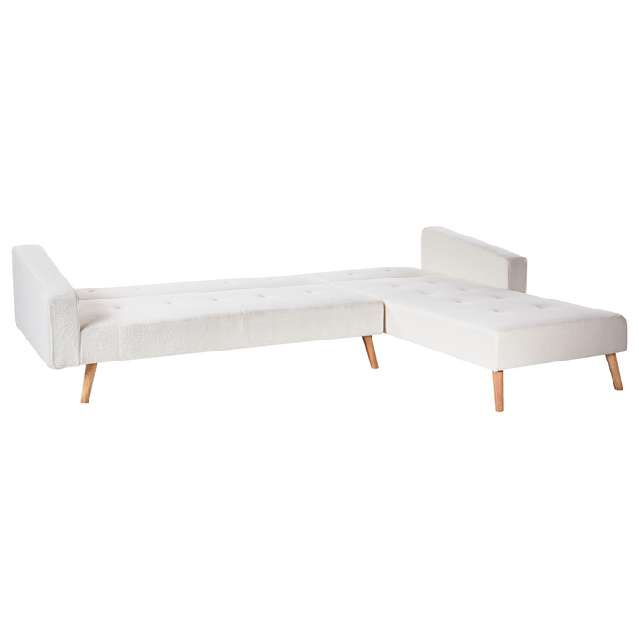 Beliani - VADSO - Hoekslaapbank - Gebroken wit - Linkszijdig - Bouclé