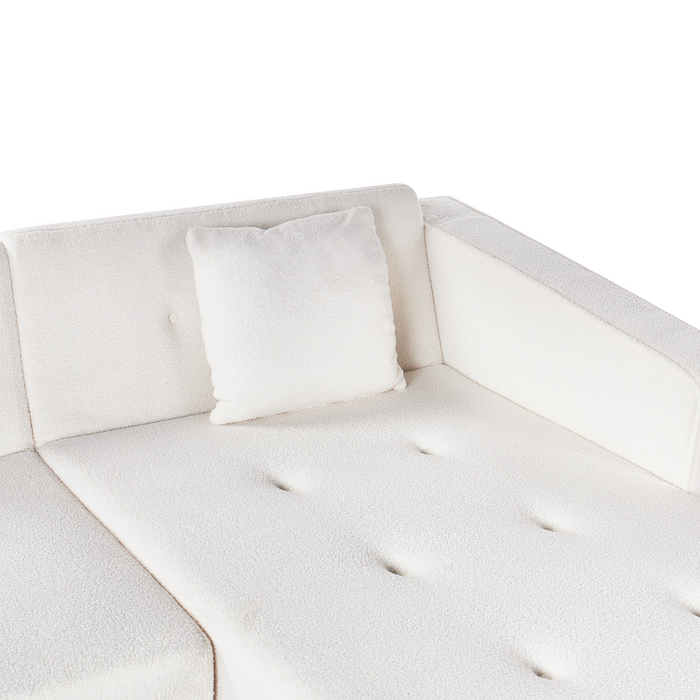 Beliani - VADSO - Hoekslaapbank - Gebroken wit - Linkszijdig - Bouclé