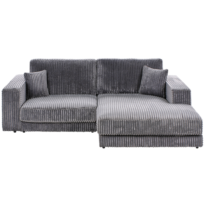 Beliani-LOFOTEN-Hoekbank 3-zits-Donkergrijs-Linkszijdig-Corduroy