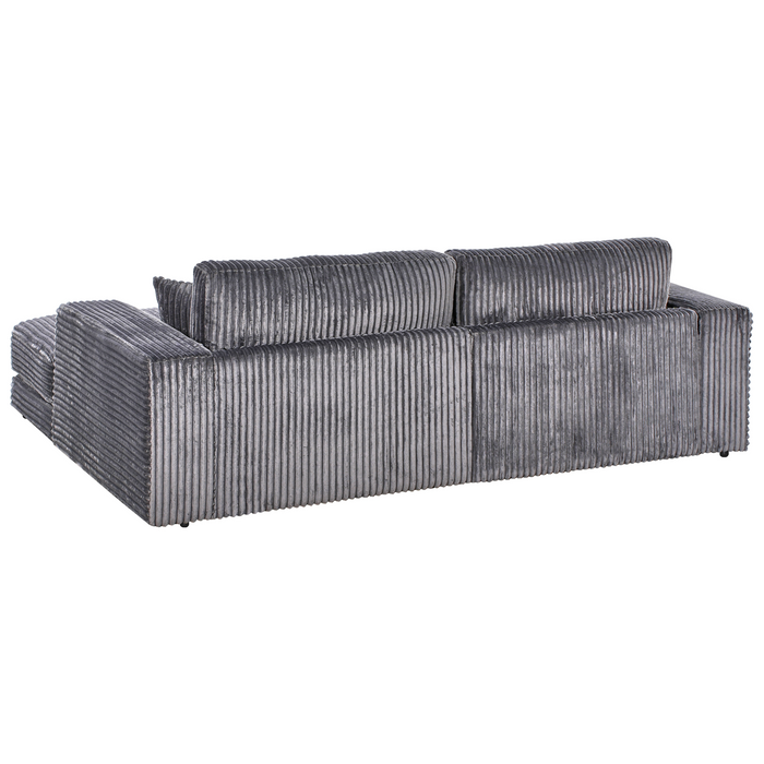Beliani-LOFOTEN-Hoekbank 3-zits-Donkergrijs-Linkszijdig-Corduroy