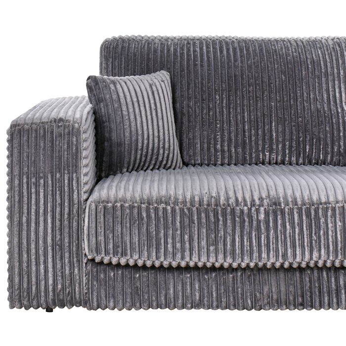 Beliani-LOFOTEN-Hoekbank 3-zits-Donkergrijs-Linkszijdig-Corduroy