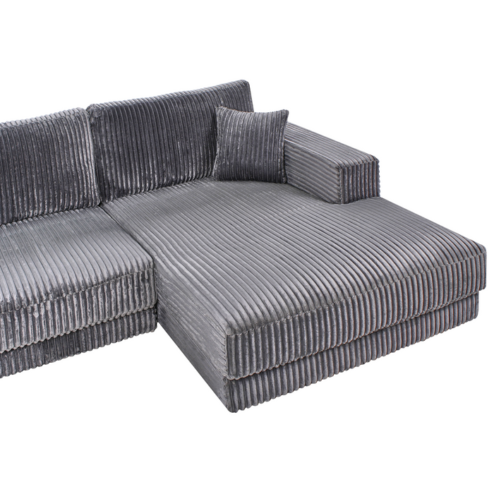 Beliani-LOFOTEN-Hoekbank 3-zits-Donkergrijs-Linkszijdig-Corduroy