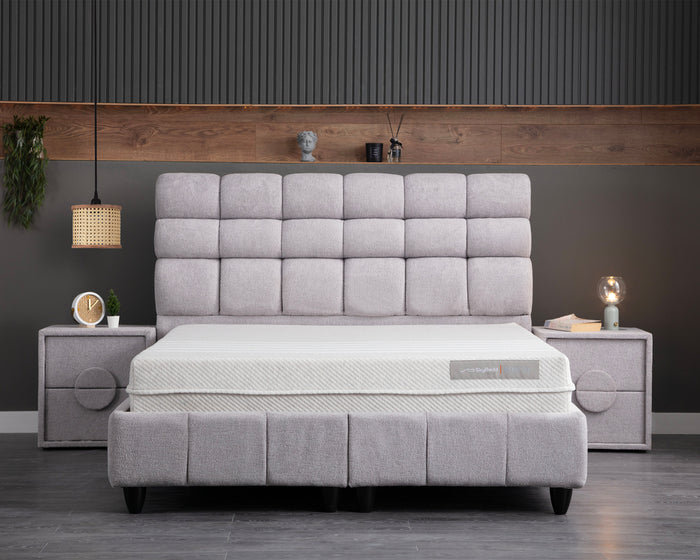 SKYBEDD ® Biobedd Boxspring met Opbergruimte en Matras en Matras