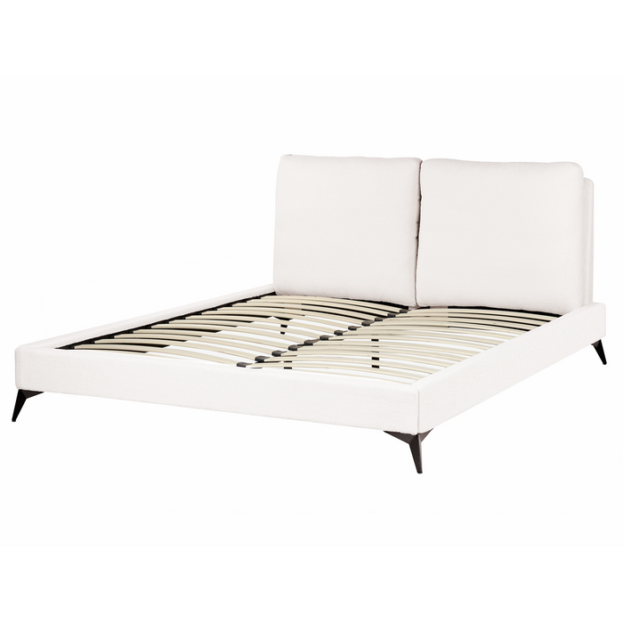 Beliani-MELLE -Tweepersoonsbed-Gebroken wit-160 x 200 cm-Bouclé