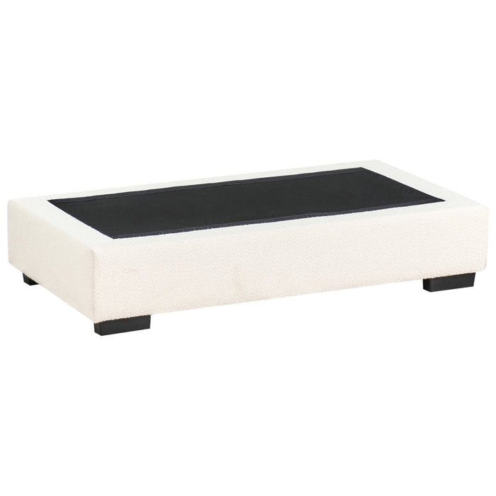 Beliani-RENDERS-Hoekbank met ottomaan-Gebroken wit-Linkszijdig-Bouclé