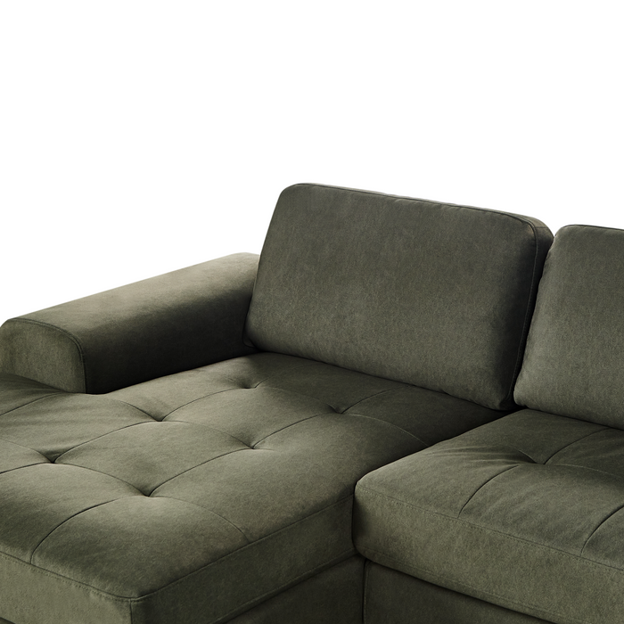 Beliani - KIRUNA - Hoekbank - Donkergroen - Rechterzijde - Fluweel