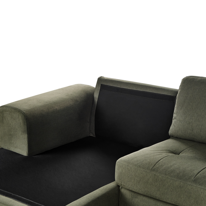 Beliani - KIRUNA - Hoekbank - Donkergroen - Rechterzijde - Fluweel