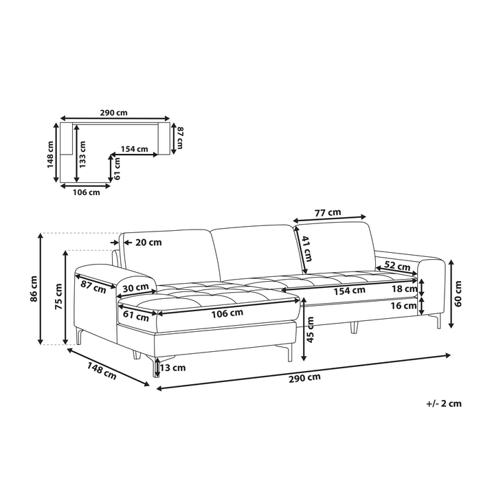 Beliani - KIRUNA - Hoekbank - Donkergroen - Rechterzijde - Fluweel