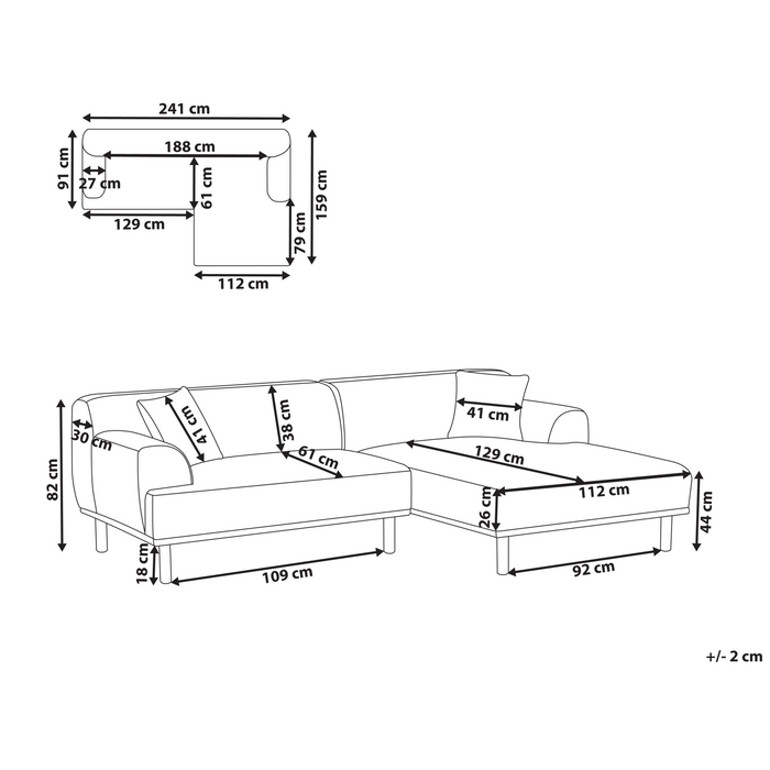 Beliani - HOLT - Hoekbank - Beige - Linkszijdig - Polyester