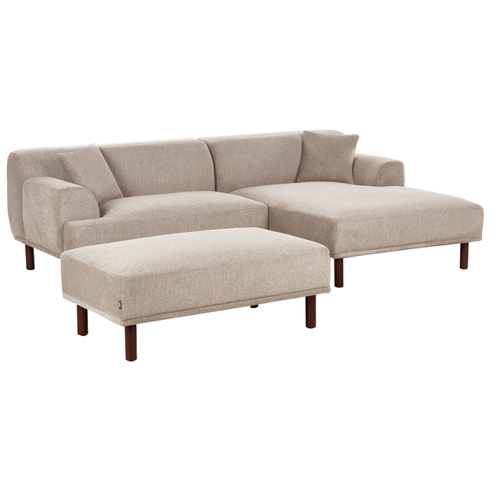 Beliani-HOLT-Hoekbank met ottomaan-Taupe-Linkszijdig-Polyester