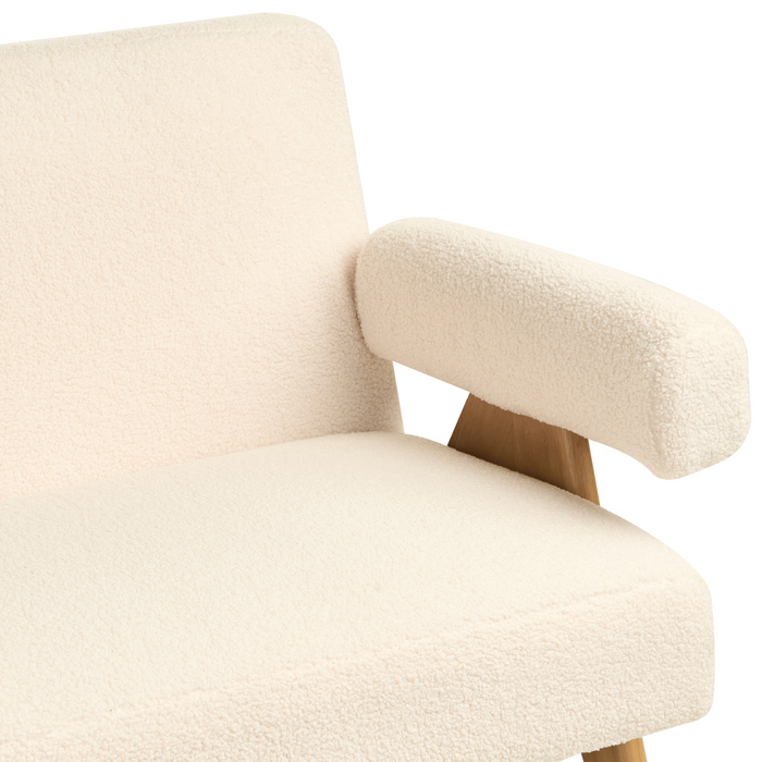 Beliani - TAMRE - Bankenset - Gebroken wit|Lichtbruin - Bouclé