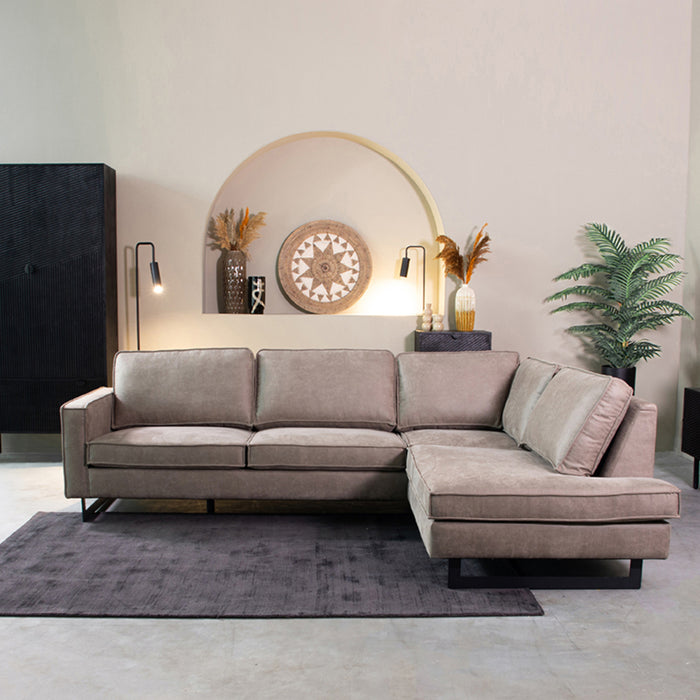 LABEL51 - Hoekbank Allure Rechts - Taupe Micro Suede - Zwart Metaal