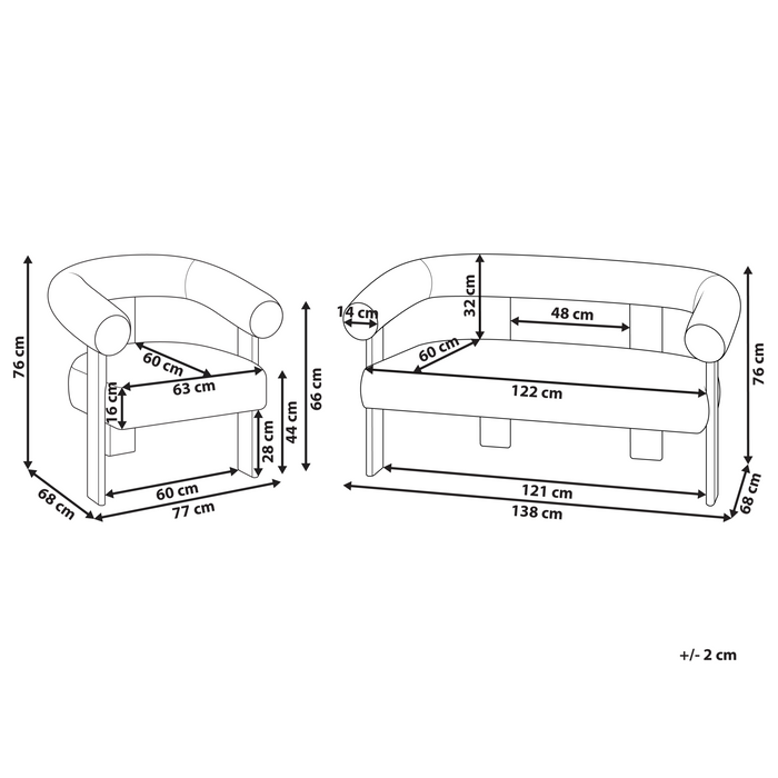 Beliani - ILBRO - Bankenset - Groen|Donkerbruin - Bouclé