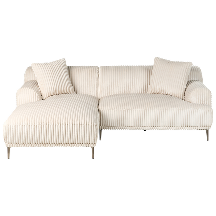 Beliani - STENUM - Hoekbank 3-zits - Wit - Rechtszijdig - Corduroy