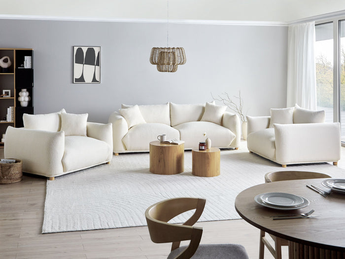 Beliani - LUVOS - Banken set - Gebroken wit - Bouclé