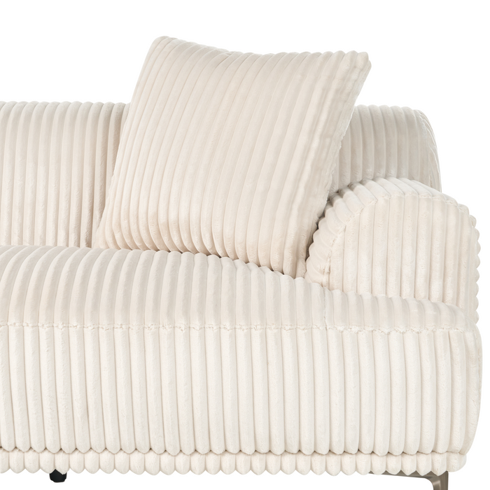 Beliani - STENUM - Hoekbank 3-zits - Wit - Rechtszijdig - Corduroy