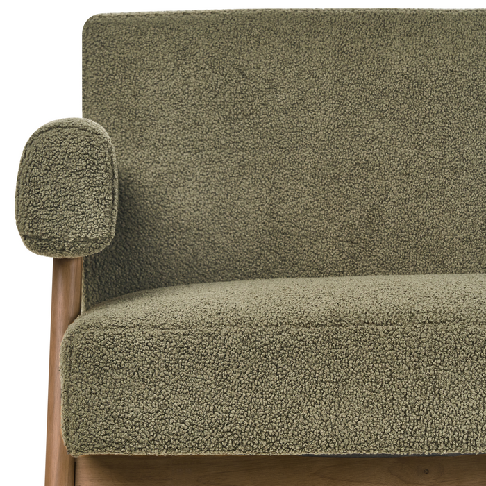 Beliani - TAMRE - Bankenset - Groen|Donkerbruin - Bouclé