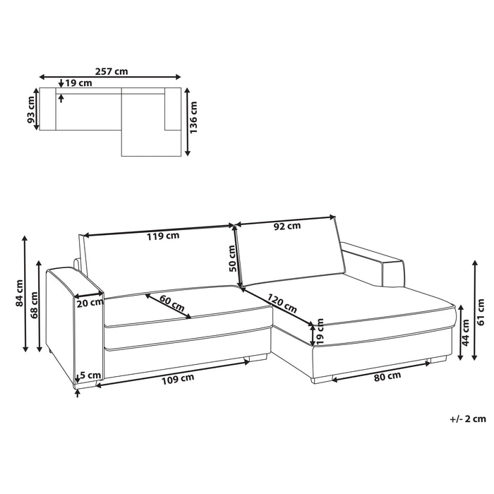 Beliani - RENDERS - Hoekbank - Gebroken wit - Linkszijdig - Bouclé