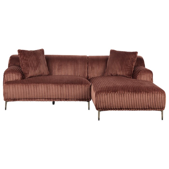 Beliani - STENUM - Hoekbank 3-zits - Bruin - Linkszijdig - Corduroy