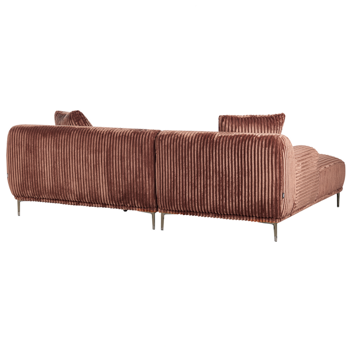 Beliani - STENUM - Hoekbank 3-zits - Bruin - Linkszijdig - Corduroy