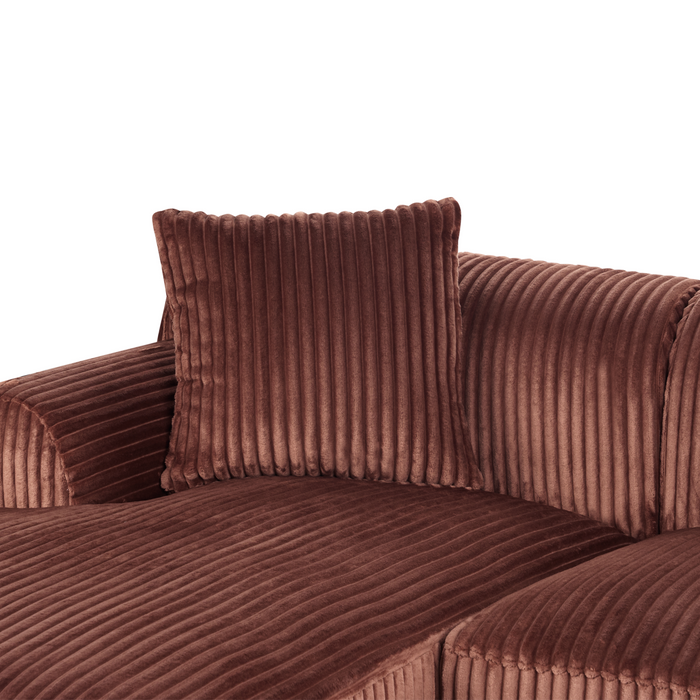 Beliani - STENUM - Hoekbank 3-zits - Bruin - Linkszijdig - Corduroy