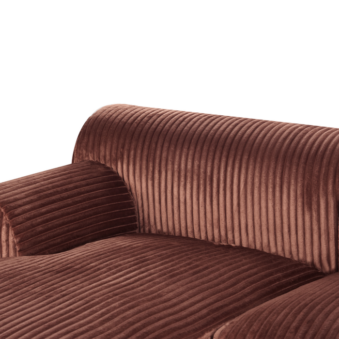 Beliani - STENUM - Hoekbank 3-zits - Bruin - Linkszijdig - Corduroy