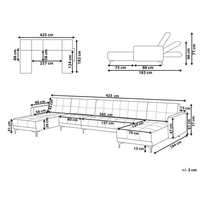 Beliani - ALNES - Modulaire bank - Donkergroen - 6-zits - Stof