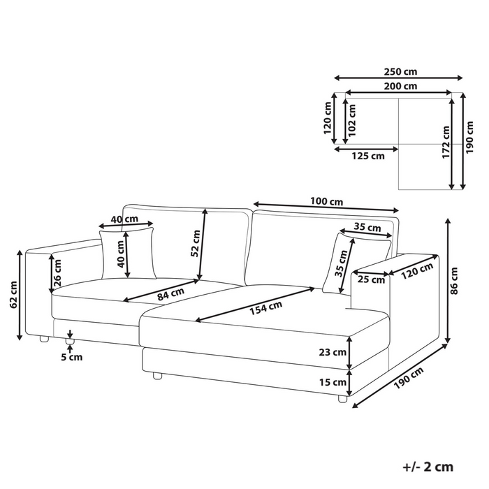 Beliani-LOFOTEN-Hoekbank 3-zits-Donkergrijs-Linkszijdig-Corduroy