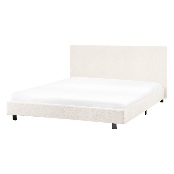 Beliani - ALBI - Tweepersoonsbed - Off-white - 140 x 200 cm - Bouclé