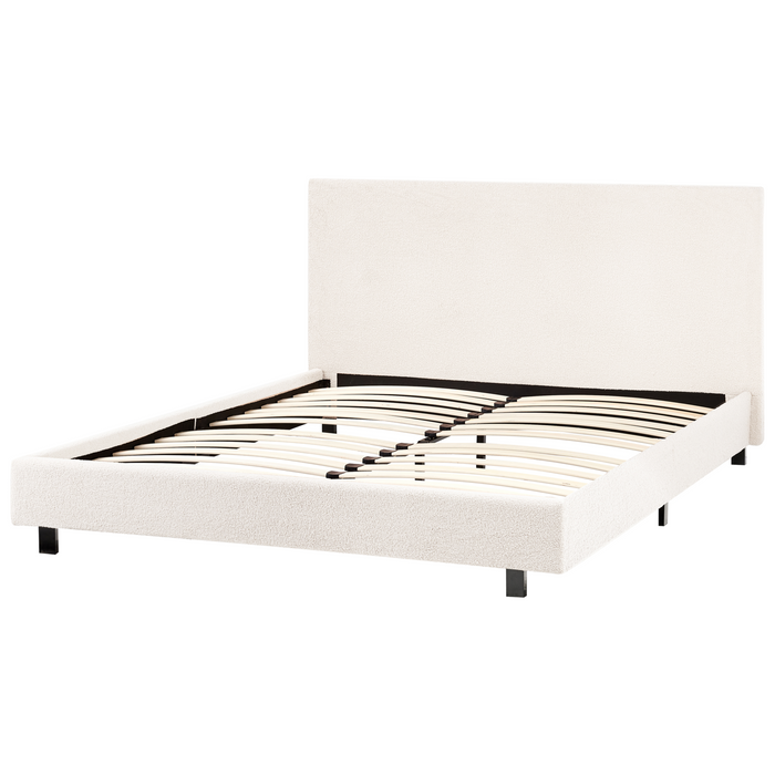 Beliani - ALBI - Tweepersoonsbed - Off-white - 140 x 200 cm - Bouclé