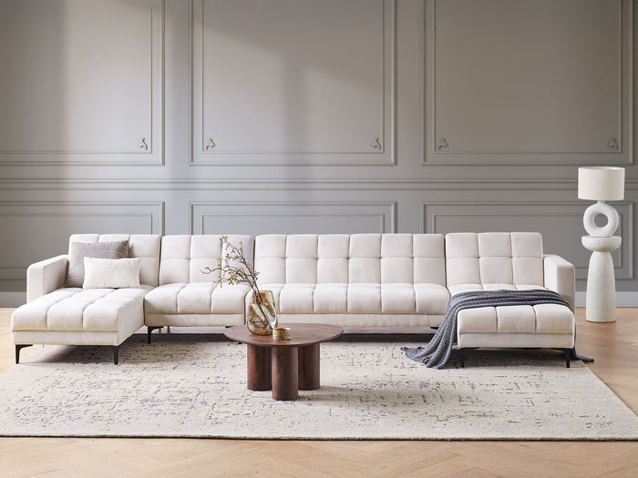 Beliani - ALNES - Hoekbank 6-zits - Gebroken wit - Polyester