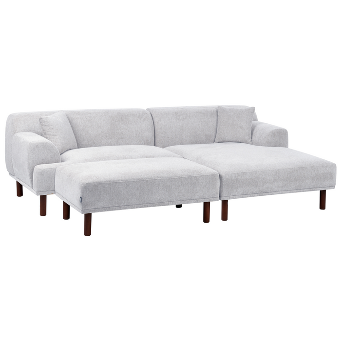 Beliani-HOLT-Hoekbank met ottomaan-Lichtgrijs-Linkszijdig-Polyester