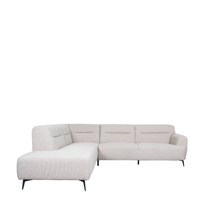 LABEL51 - Hoekbank Bolzano Links - Naturel Royal Boucle - Zwart Metaal