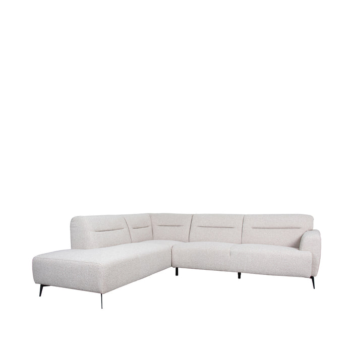 LABEL51 - Hoekbank Bolzano Links - Naturel Royal Boucle - Zwart Metaal