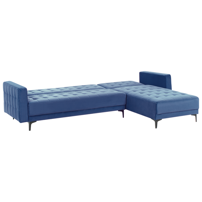 Beliani - ABERDEEN - Hoekbank - Blauw - Linkszijdig - Fluweel