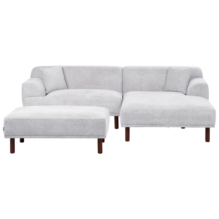 Beliani-HOLT-Hoekbank met ottomaan-Lichtgrijs-Linkszijdig-Polyester