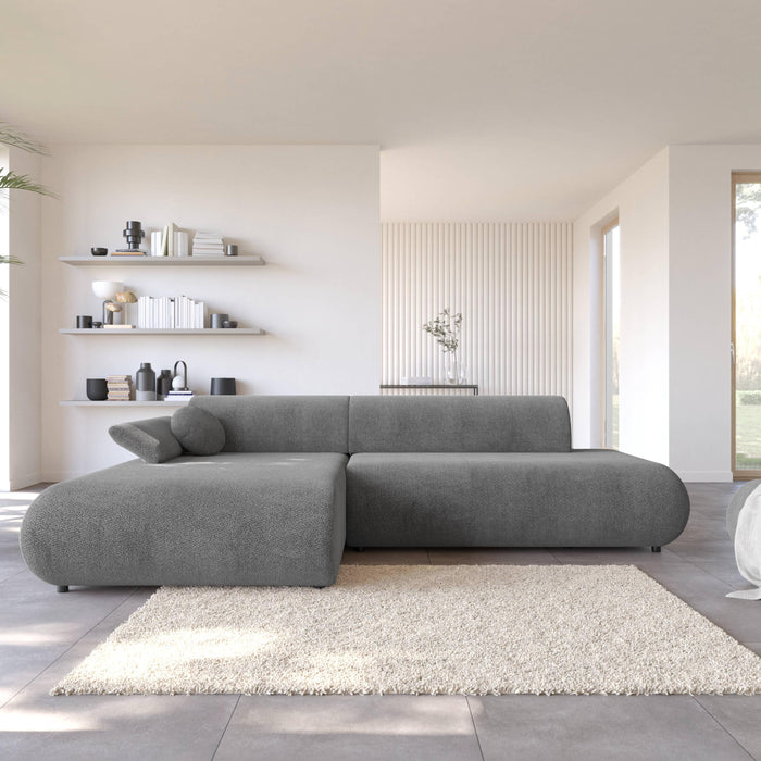 by fonQ Wisp Hoekbank met Chaise Longue Links met Slaapfunctie - Chenille - Antraciet