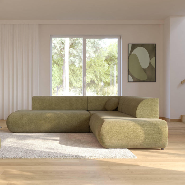 by fonQ Wisp Hoekbank Links/Rechts met Slaapfunctie - Chenille - Olijfgroen