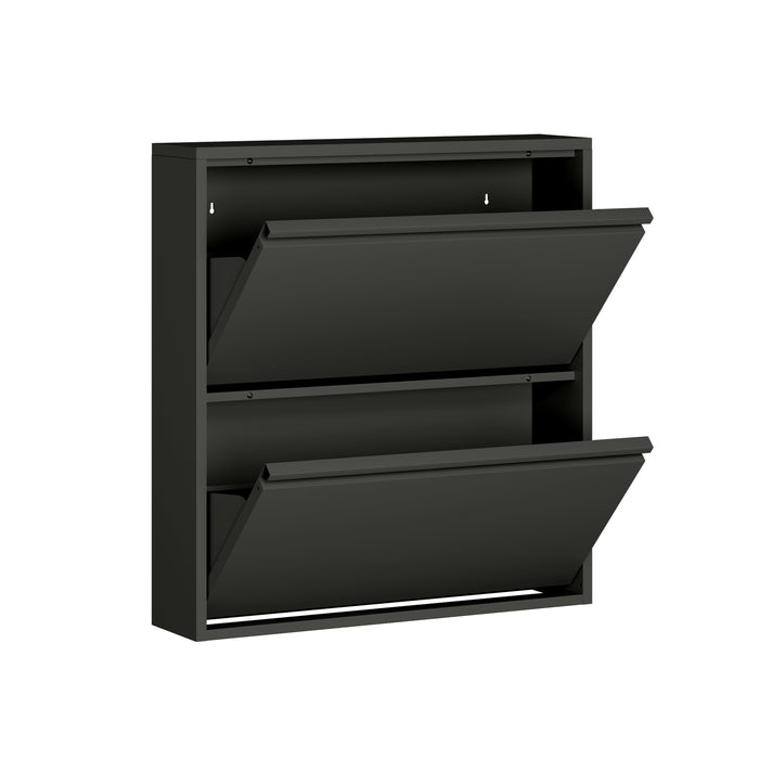 by fonQ Klip Schoenenkast - 2 Vakken - Zwart