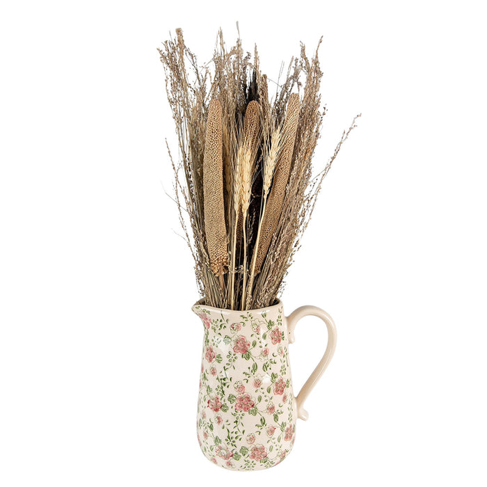 Clayre & Eef Decoratie Kan 20x14x23 cm Roze Beige Keramiek Bloemen