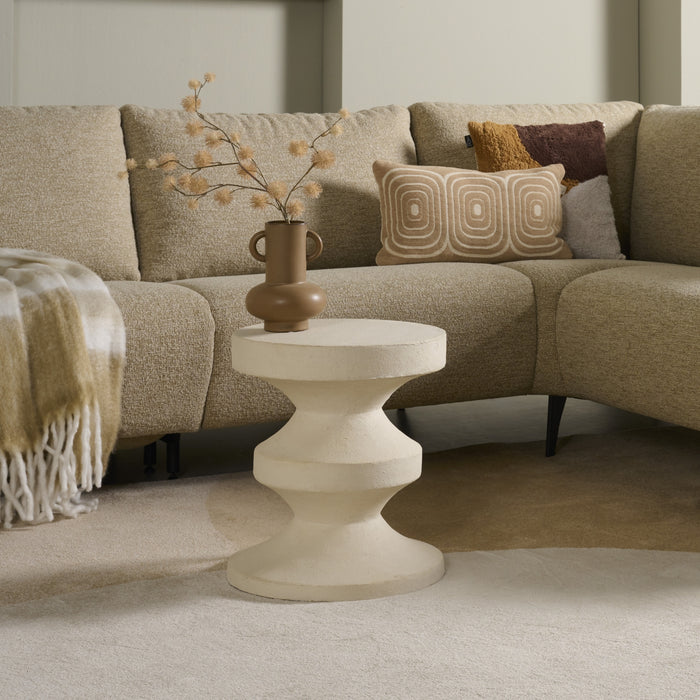 Bijzettafel Kreien - Beige|Creme - Metaal | Papier Maché