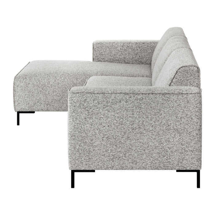 by fonQ Loft Hoekbank met Chaise Longue Links - Chenille Melange - Grijs