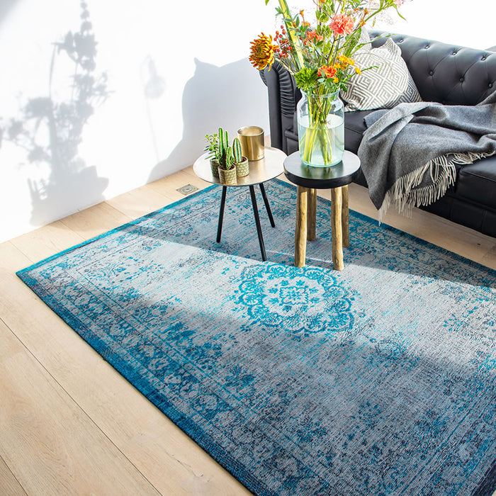 Louis de Poortere Medallion Fading World Vloerkleed 80 x 150 cm - Grey Turquoise