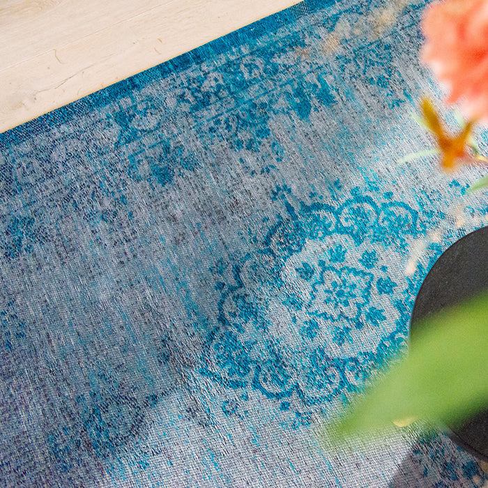 Louis de Poortere Medallion Fading World Vloerkleed 80 x 150 cm - Grey Turquoise
