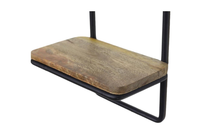 HSM Collection Wijnrek Mandoline wand 4 flessen H 70 cm hout zwart