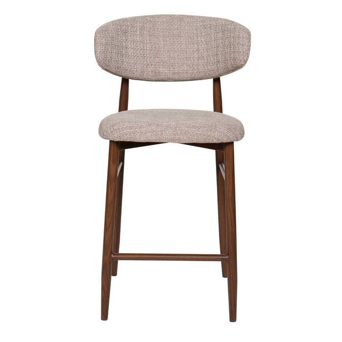 Giga Meubel - Barkruk Taupe|Walnoot - Alexia - Set van 2