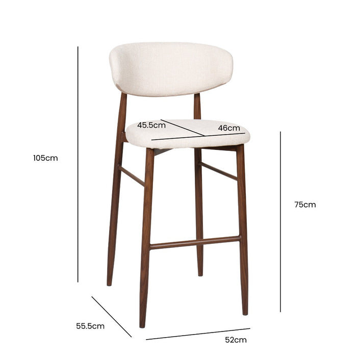 Giga Meubel - Barkruk Taupe|Walnoot - Alexia - Set van 2