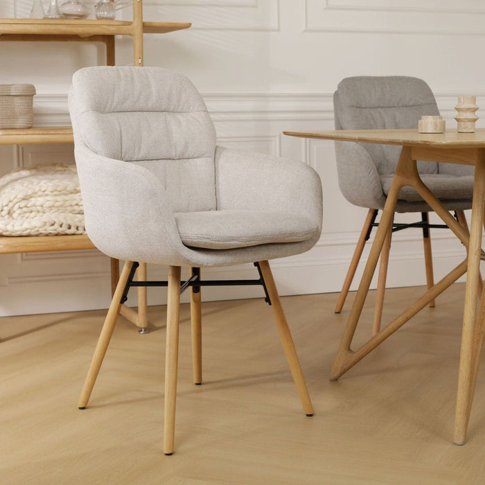 Nolon Nena-Mia Eetkamerstoelen Set van 2 - Beige - Naturel Hout