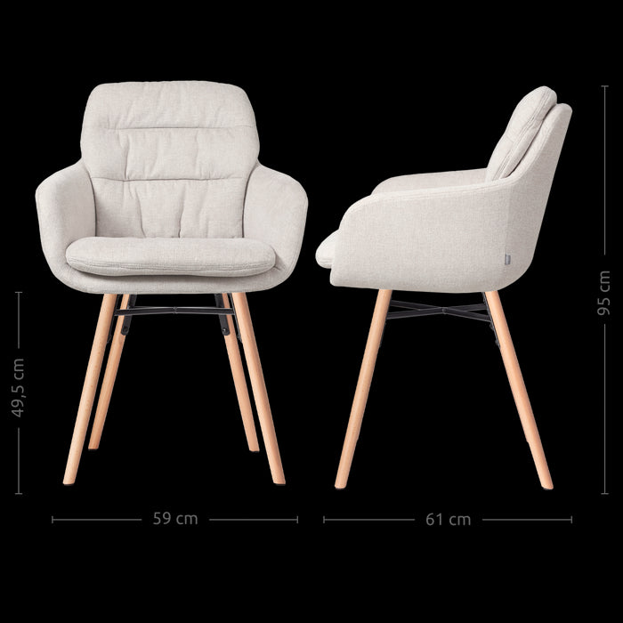 Nolon Nena-Mia Eetkamerstoelen Set van 2 - Beige - Naturel Hout